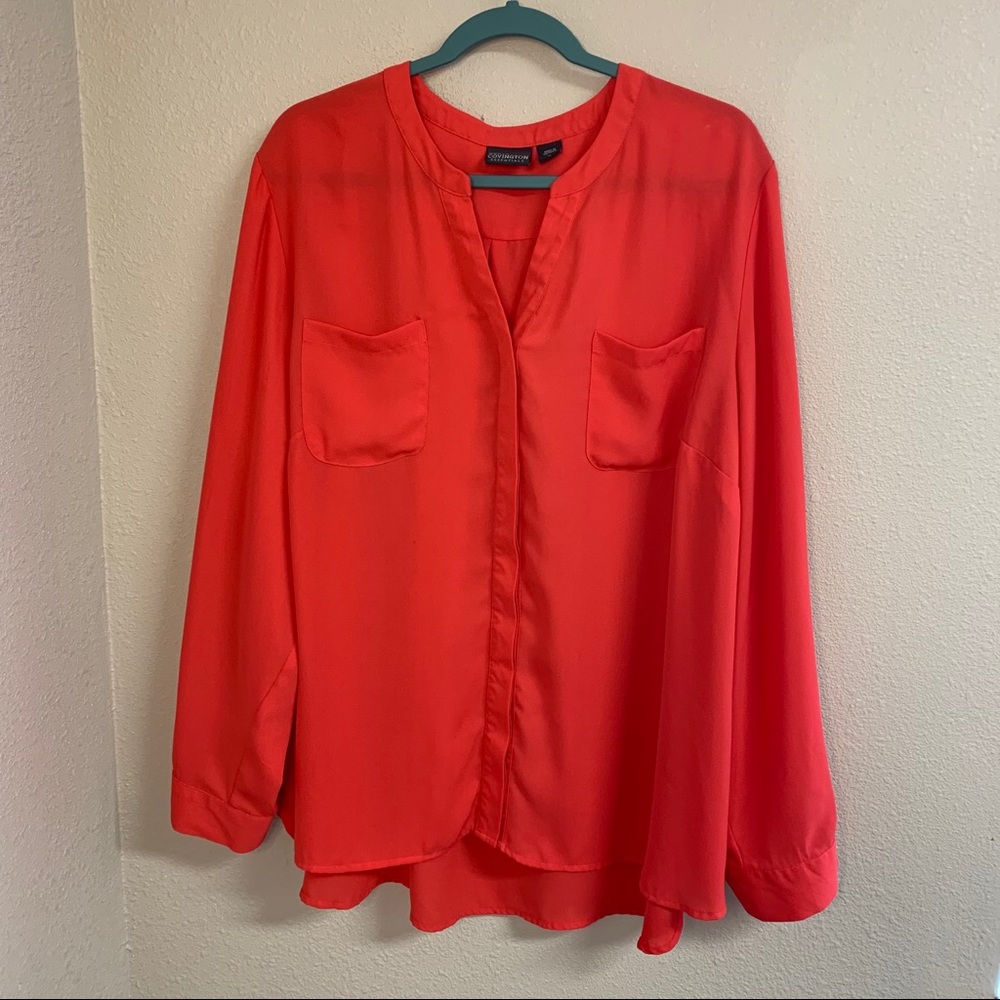 Covington Button Down Blouse Convertible Sleeves - image 1